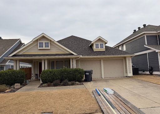 Completed exterior remodel with new roof in Dallas